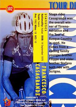 1997 Eurostar Tour de France #102 Francesco Casagrande Back